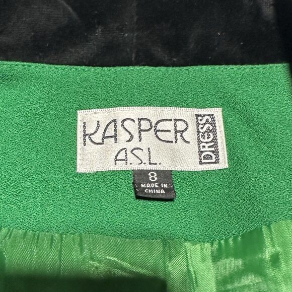 Kasper ASL Vintage Green Blazer Coat Dress Size 8 Velour Collar & Cuffs NWT - Picture 7 of 15